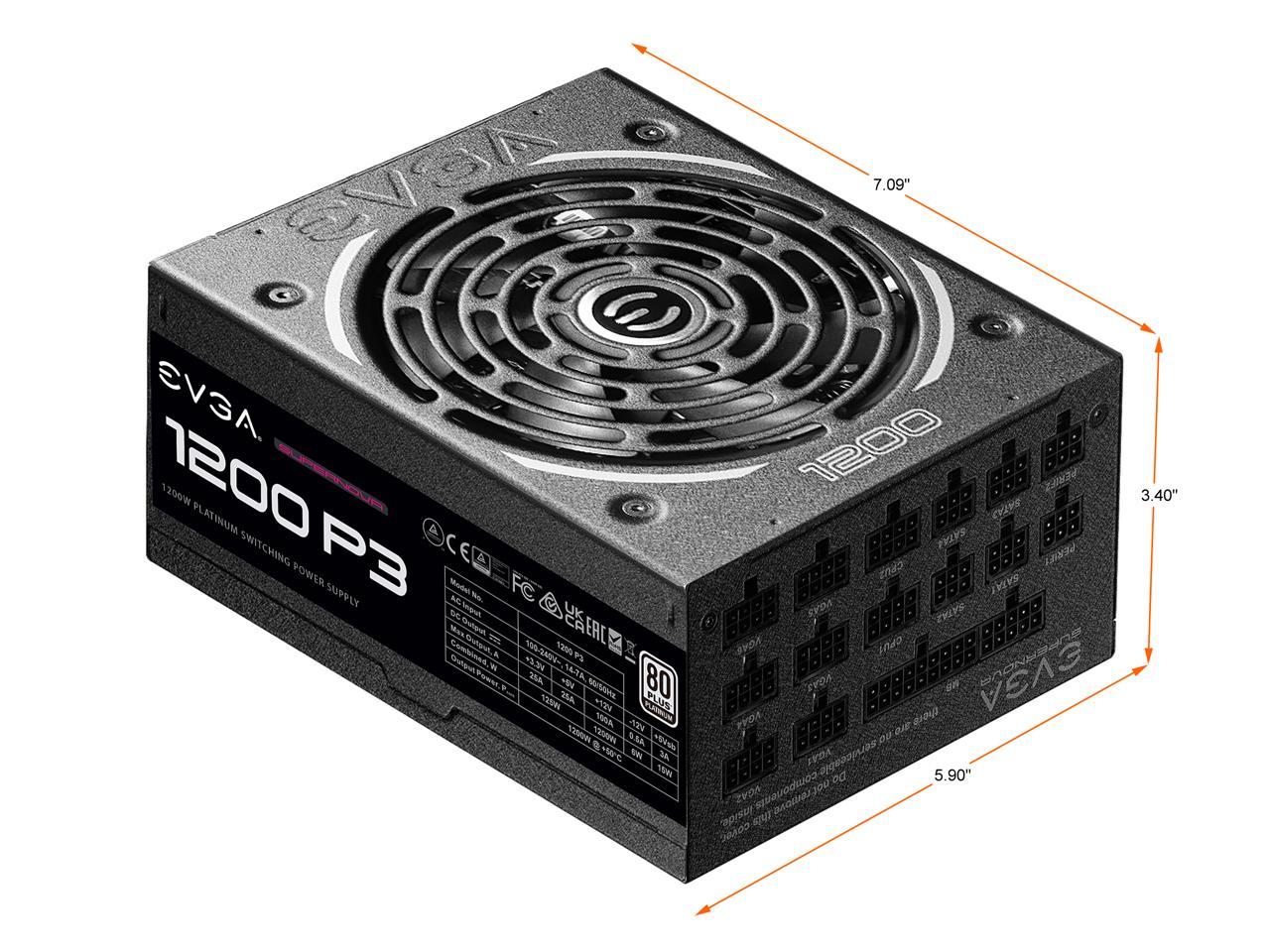 EVGA SuperNOVA P3 220-P3-1200-X1 1200W ATX12V / EPS12V 80 PLUS PLATINUM Certified Full Modular Active PFC Power Supply