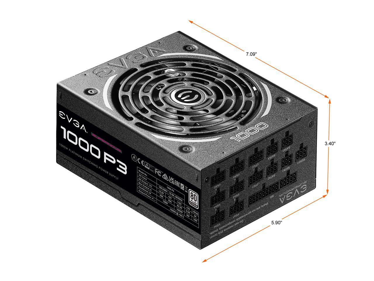 EVGA SuperNOVA P3 220-P3-1000-X1 1000 W ATX12V / EPS12V 80 PLUS PLATINUM Certified Full Modular Active PFC Power Supply