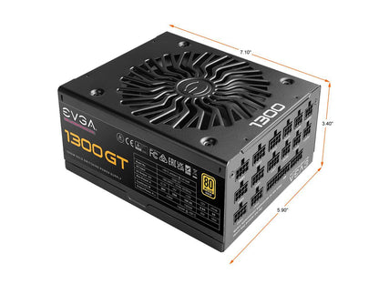EVGA SuperNOVA 1300 GT, 80 Plus Gold 1300W, Fully Modular, Eco Mode with FDB Fan, 10 Year Warranty, Includes Power ON Self Tester, Compact 180mm Size, Power Supply 220-GT-1300-X1