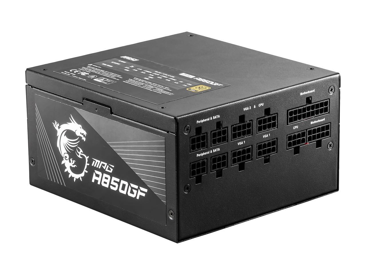 MSI MPG A850GF 850 W ATX 80 PLUS GOLD Certified Full Modular Active PFC Power Supply