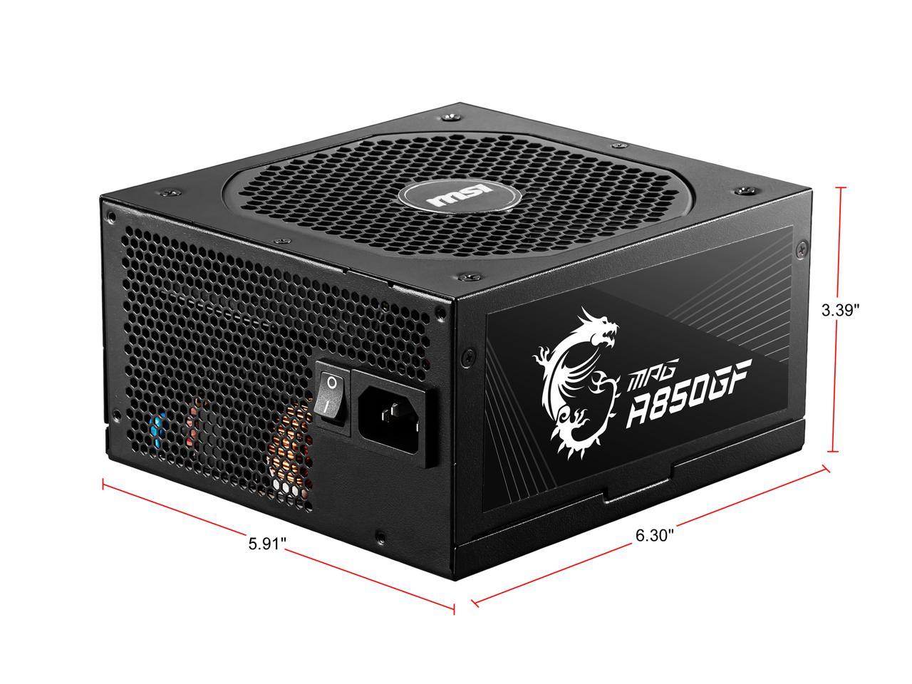MSI MPG A850GF 850 W ATX 80 PLUS GOLD Certified Full Modular Active PFC Power Supply