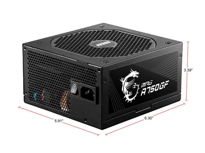 MSI MPG A750GF 750 W ATX 80 PLUS GOLD Certified Full Modular Active PFC Power Supply