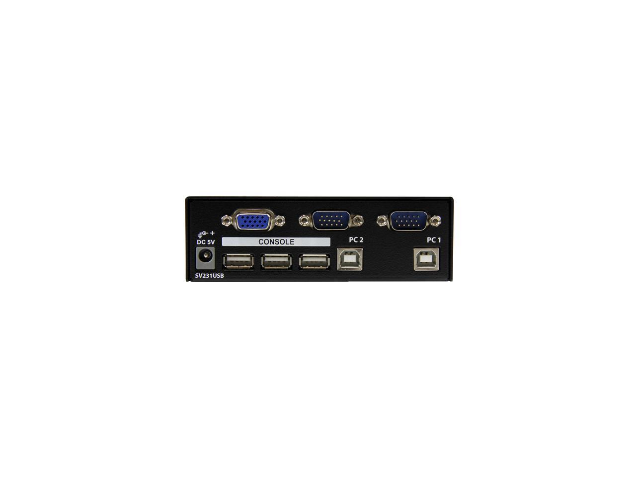 StarTech.com SV231USB 2-port KVM Switch for VGA Computers - USB - Full KVM Kit Cables Included