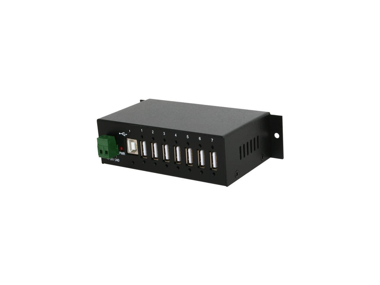 StarTech.com ST7200USBM 7 Port Industrial USB 3.0 Hub - Rugged - Black Metal - Mountable - USB 3 Hub - USB Extender - Powered USB 3.0 Hub - USB Splitter