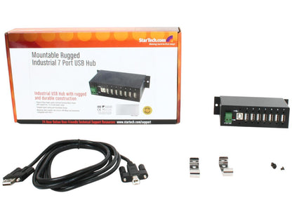 StarTech.com ST7200USBM 7 Port Industrial USB 3.0 Hub - Rugged - Black Metal - Mountable - USB 3 Hub - USB Extender - Powered USB 3.0 Hub - USB Splitter