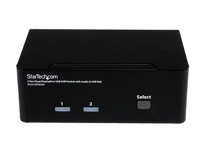StarTech.com SV231DPDDUA 2 Port Dual DisplayPort USB KVM Switch with Audio & USB 2.0 Hub