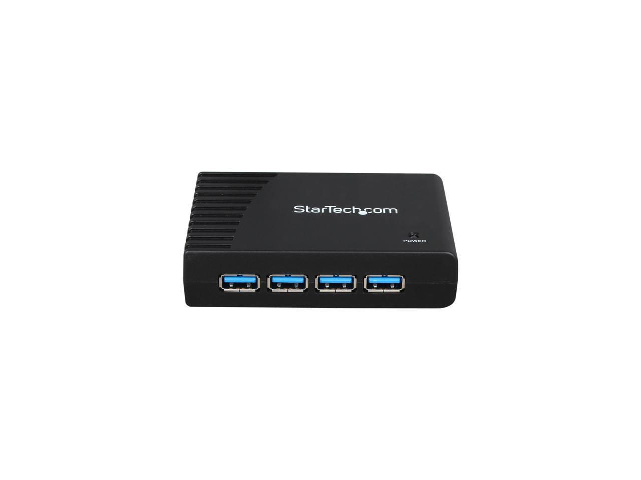 StarTech.com ST4300USB3 4 Port USB 3.0 Hub - 4 x SuperSpeed USB 3.0 - Black - Compact - USB 3 Hub - USB Splitter - Powered USB 3.0 Hub - USB Extender
