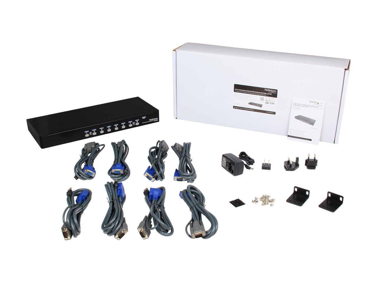 StarTech.com SV831DUSBUK 8 Port 1U Rackmount USB KVM Switch Kit with OSD and Cables - Rack mount KVM - VGA KVM Switch - 8 Port KVM Switch