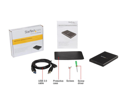 StarTech.com SAT2510BU32 Aluminum 2.5" Black SATA SuperSpeed SSD SATA Hard Drive Enclosure
