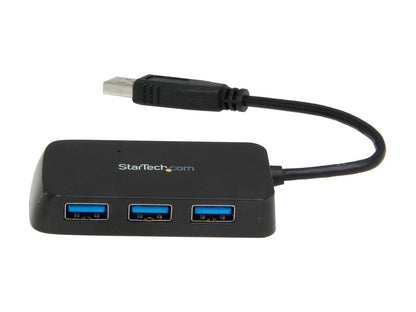 StarTech.com ST4300MINU3B 4 Port USB 3.0 Hub - Built-in Cable - Compact - SuperSpeed - Black - USB Splitter - USB Port Expander - USB 3 Hub