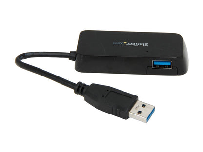 StarTech.com ST4300MINU3B 4 Port USB 3.0 Hub - Built-in Cable - Compact - SuperSpeed - Black - USB Splitter - USB Port Expander - USB 3 Hub