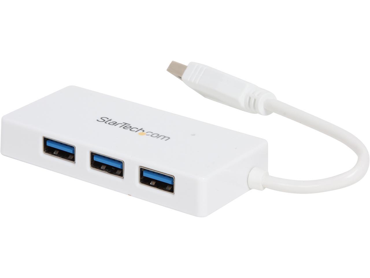 StarTech.com ST4300MINU3W 4 Port USB 3.0 Hub - Built-in Cable - Compact - SuperSpeed - White - USB Splitter - USB Port Expander - USB 3 Hub