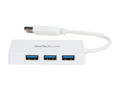 StarTech.com ST4300MINU3W 4 Port USB 3.0 Hub - Built-in Cable - Compact - SuperSpeed - White - USB Splitter - USB Port Expander - USB 3 Hub