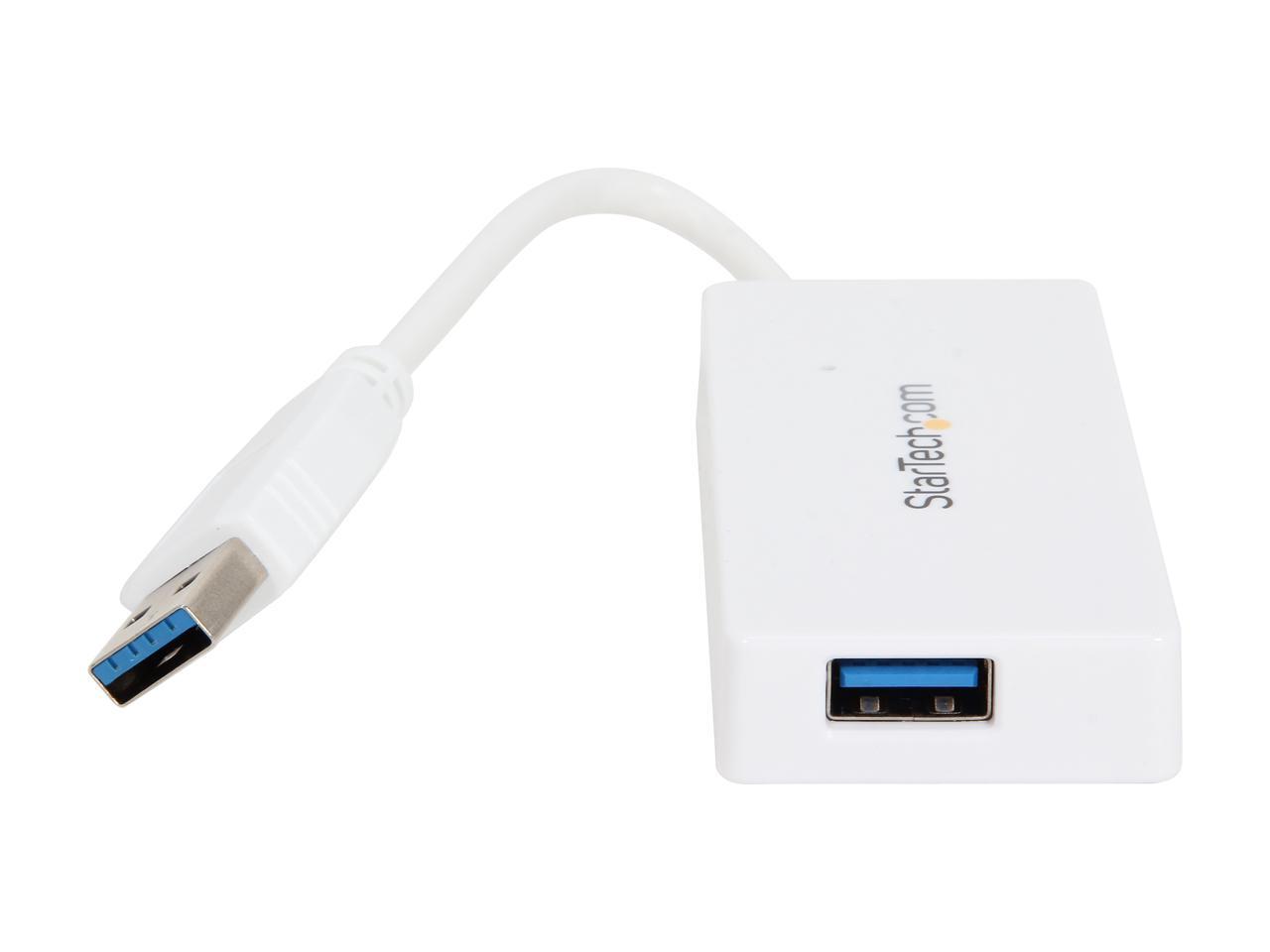 StarTech.com ST4300MINU3W 4 Port USB 3.0 Hub - Built-in Cable - Compact - SuperSpeed - White - USB Splitter - USB Port Expander - USB 3 Hub
