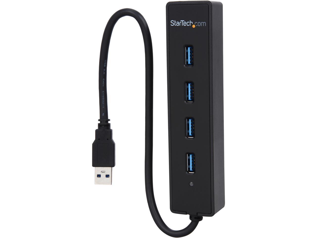 StarTech.com ST4300PBU3 4 Port USB 3.0 Hub - Built-in Cable - SuperSpeed - Black - USB Splitter - USB Port Expander - USB 3 Hub