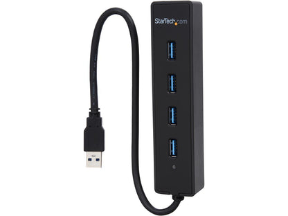 StarTech.com ST4300PBU3 4 Port USB 3.0 Hub - Built-in Cable - SuperSpeed - Black - USB Splitter - USB Port Expander - USB 3 Hub