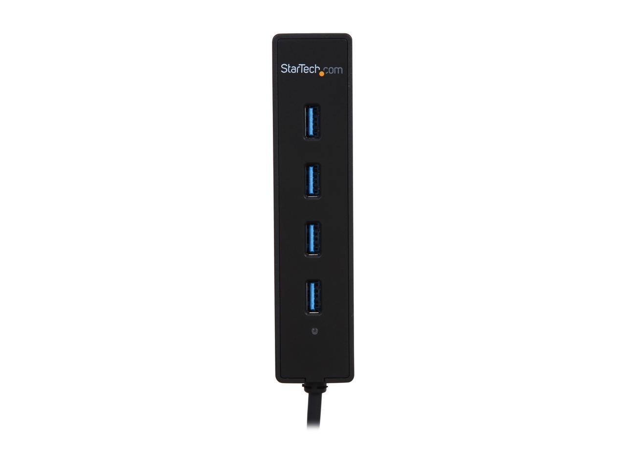 StarTech.com ST4300PBU3 4 Port USB 3.0 Hub - Built-in Cable - SuperSpeed - Black - USB Splitter - USB Port Expander - USB 3 Hub