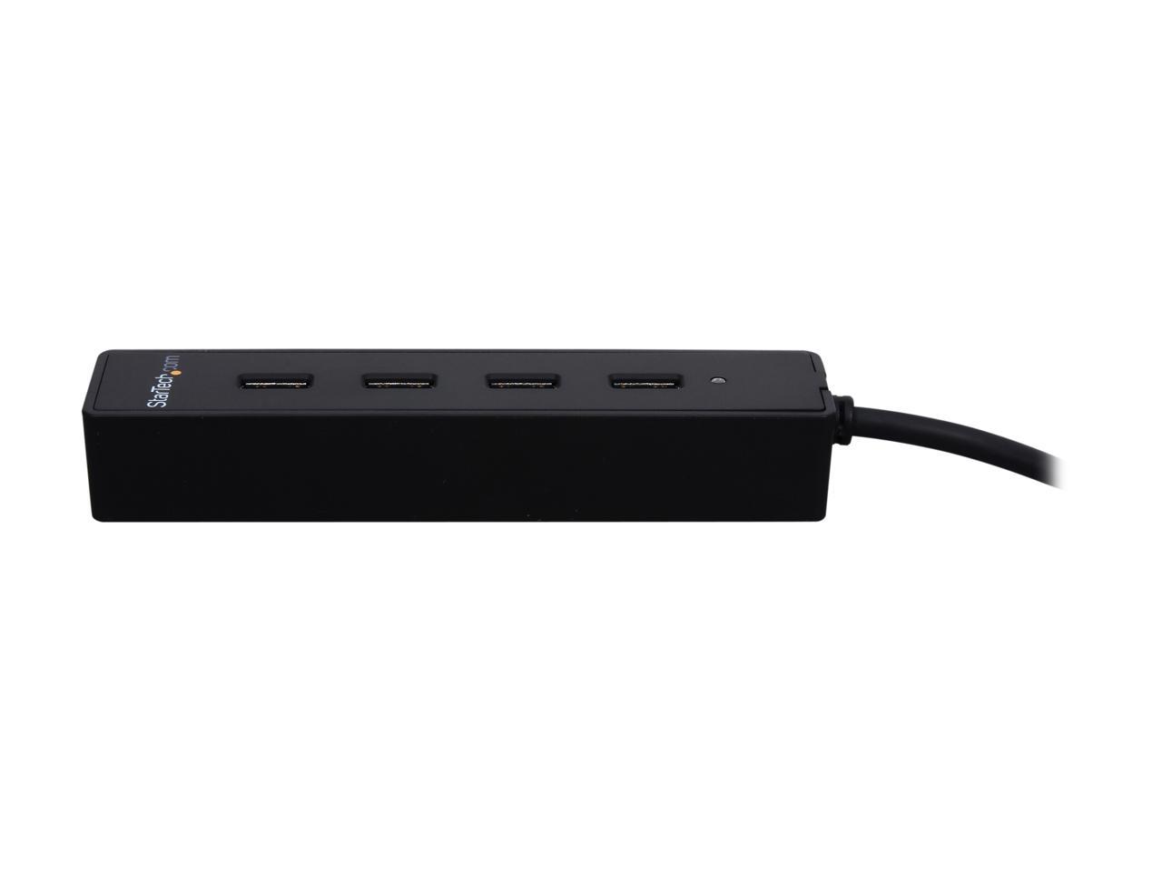 StarTech.com ST4300PBU3 4 Port USB 3.0 Hub - Built-in Cable - SuperSpeed - Black - USB Splitter - USB Port Expander - USB 3 Hub