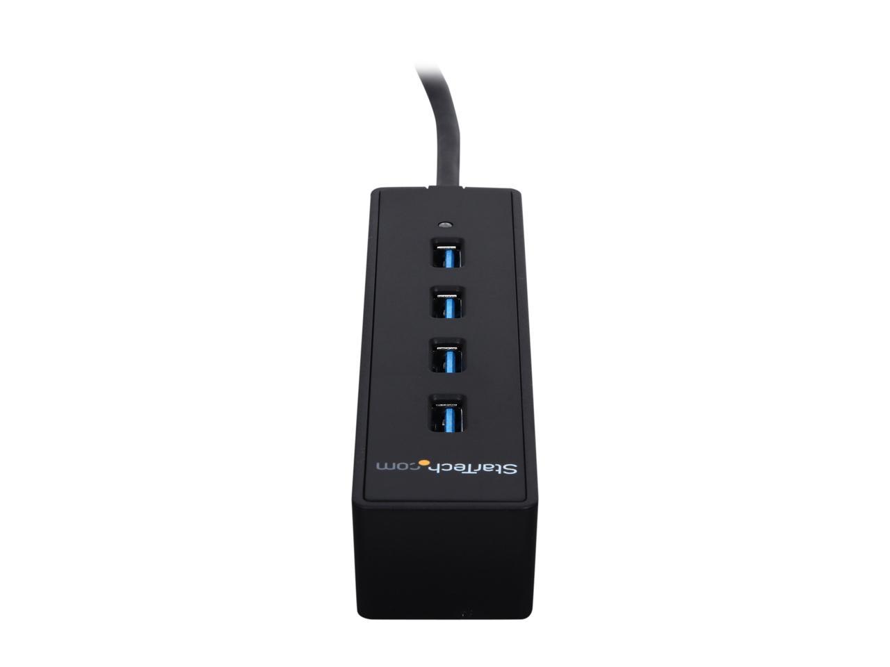 StarTech.com ST4300PBU3 4 Port USB 3.0 Hub - Built-in Cable - SuperSpeed - Black - USB Splitter - USB Port Expander - USB 3 Hub