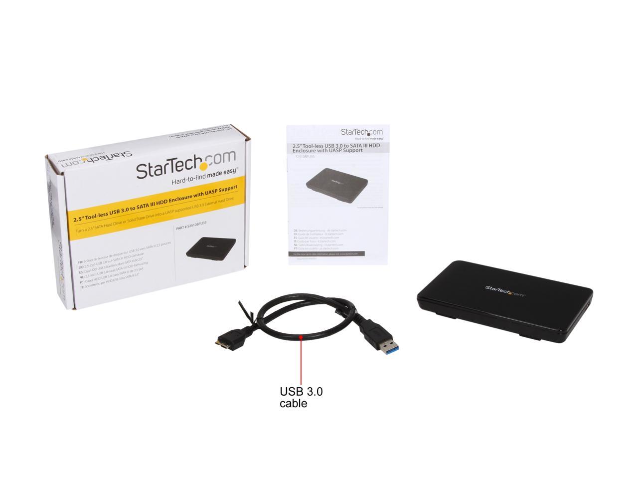 StarTech 2.5-Inch USB 3.0 External SATA III SSD Hard Drive Enclosure with UASP (S2510BPU33)