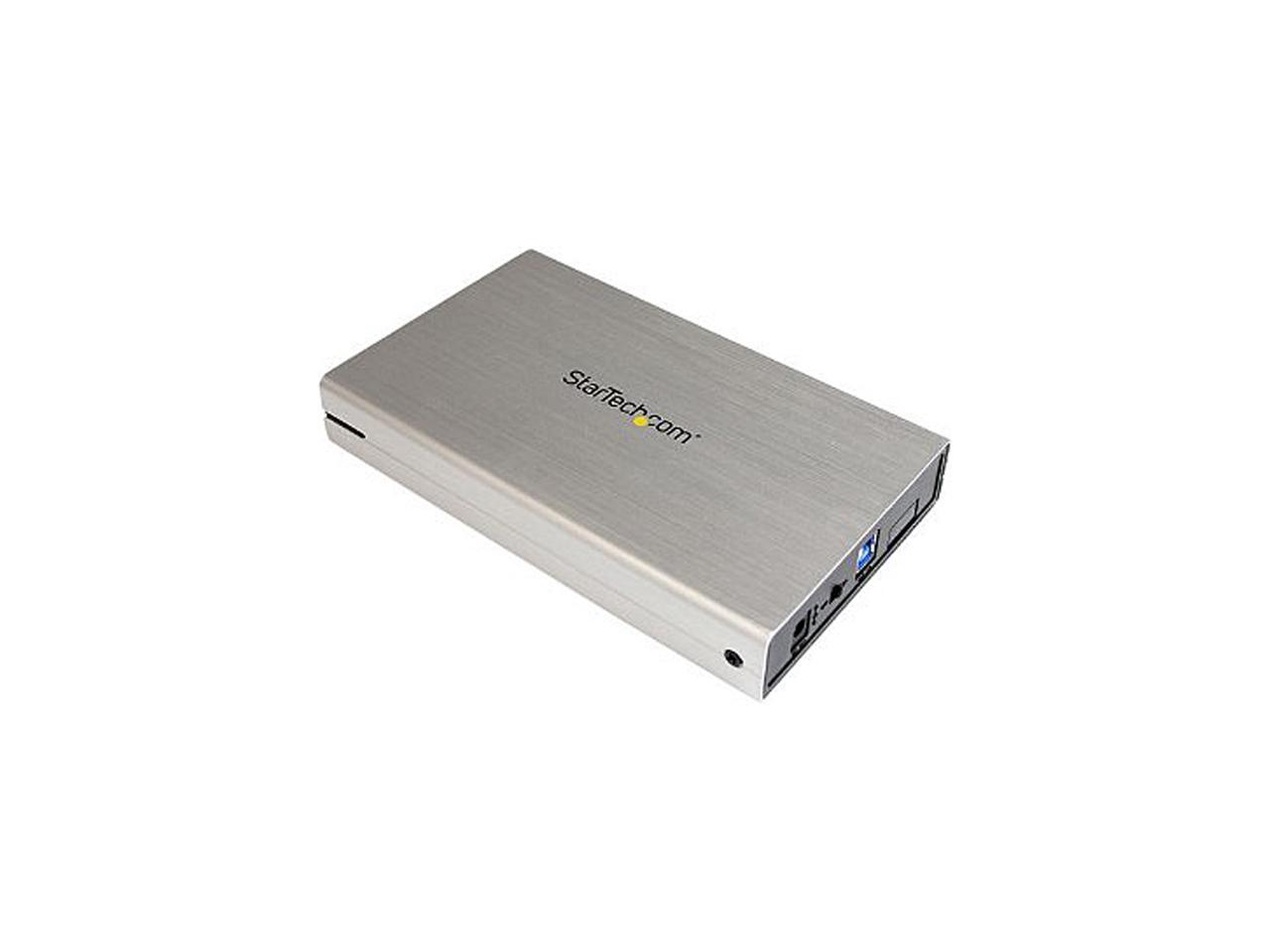 StarTech S3510SMU33 3.5in Silver Aluminum USB 3.0 External SATA III SSD / HDD Enclosure with UASP - Portable USB 3 3.5" SATA Hard Drive Enclosure