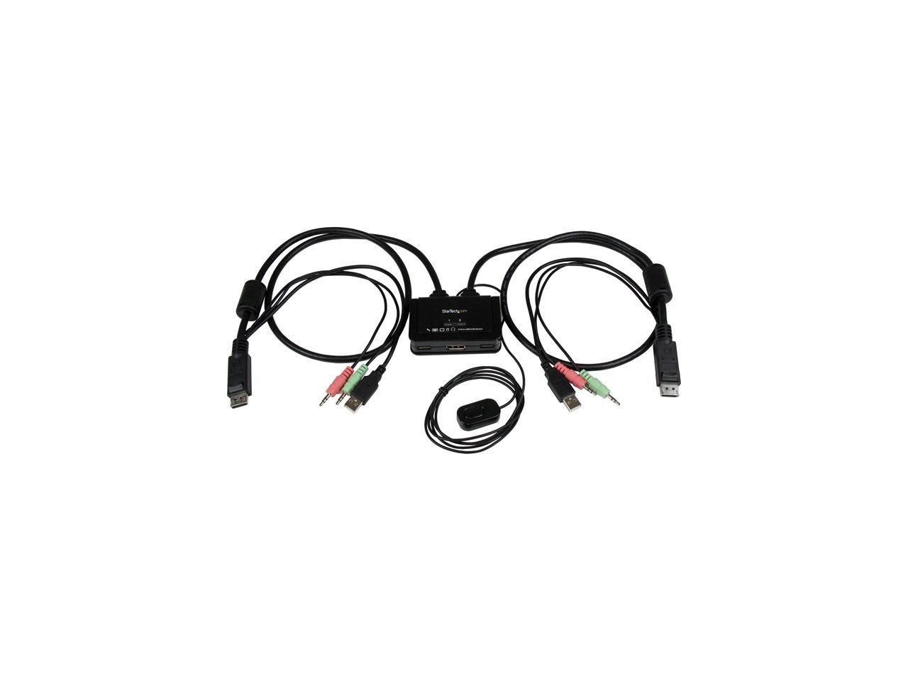 StarTech.com SV211DPUA 2 Port USB DisplayPort Cable KVM Switch w/ Audio, Remote Switch - USB Powered KVM with DisplayPort -Dual Port DisplayPort KVM