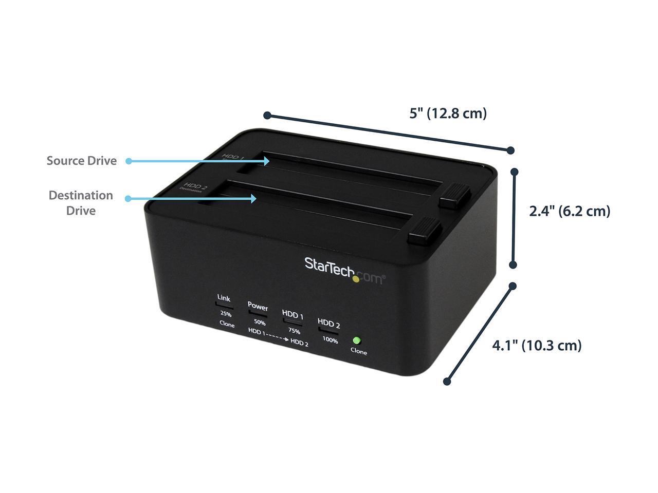 StarTech.com SATDOCK2REU3 USB 3.0 SATA Hard Drive Duplicator & Eraser Dock - Standalone 2.5/3.5in HDD & SSD Eraser and Cloner - Duplicator & Sanitizer