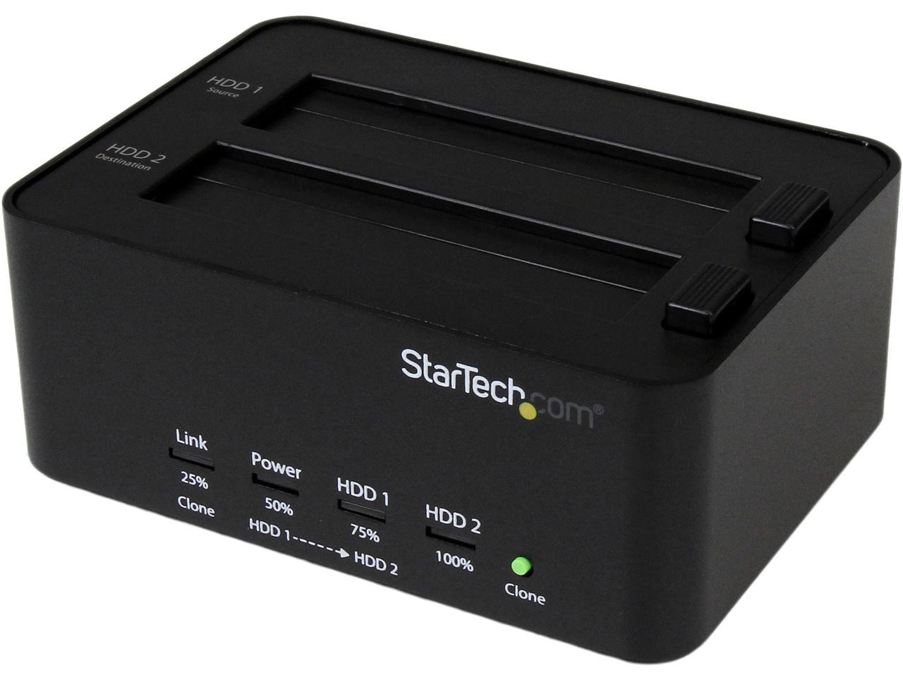 StarTech.com SATDOCK2REU3 USB 3.0 SATA Hard Drive Duplicator & Eraser Dock - Standalone 2.5/3.5in HDD & SSD Eraser and Cloner - Duplicator & Sanitizer