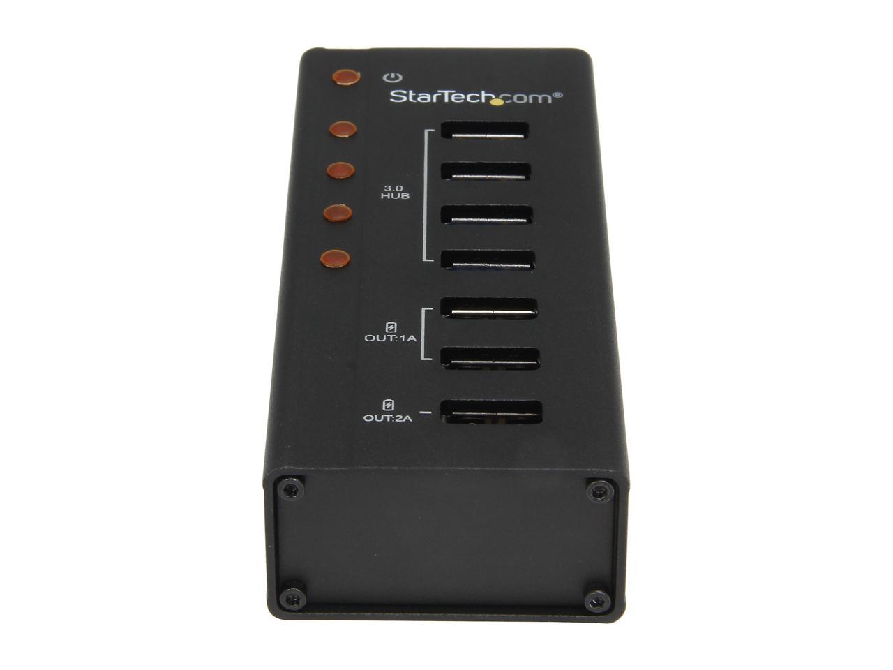 StarTech.com ST4300U3C3 4 Port USB 3.0 Hub - 3 Dedicated USB Charging Ports (2 x 1A & 1 x 2A) - Wall Mountable - Metal - Powered USB Hub - USB Splitter