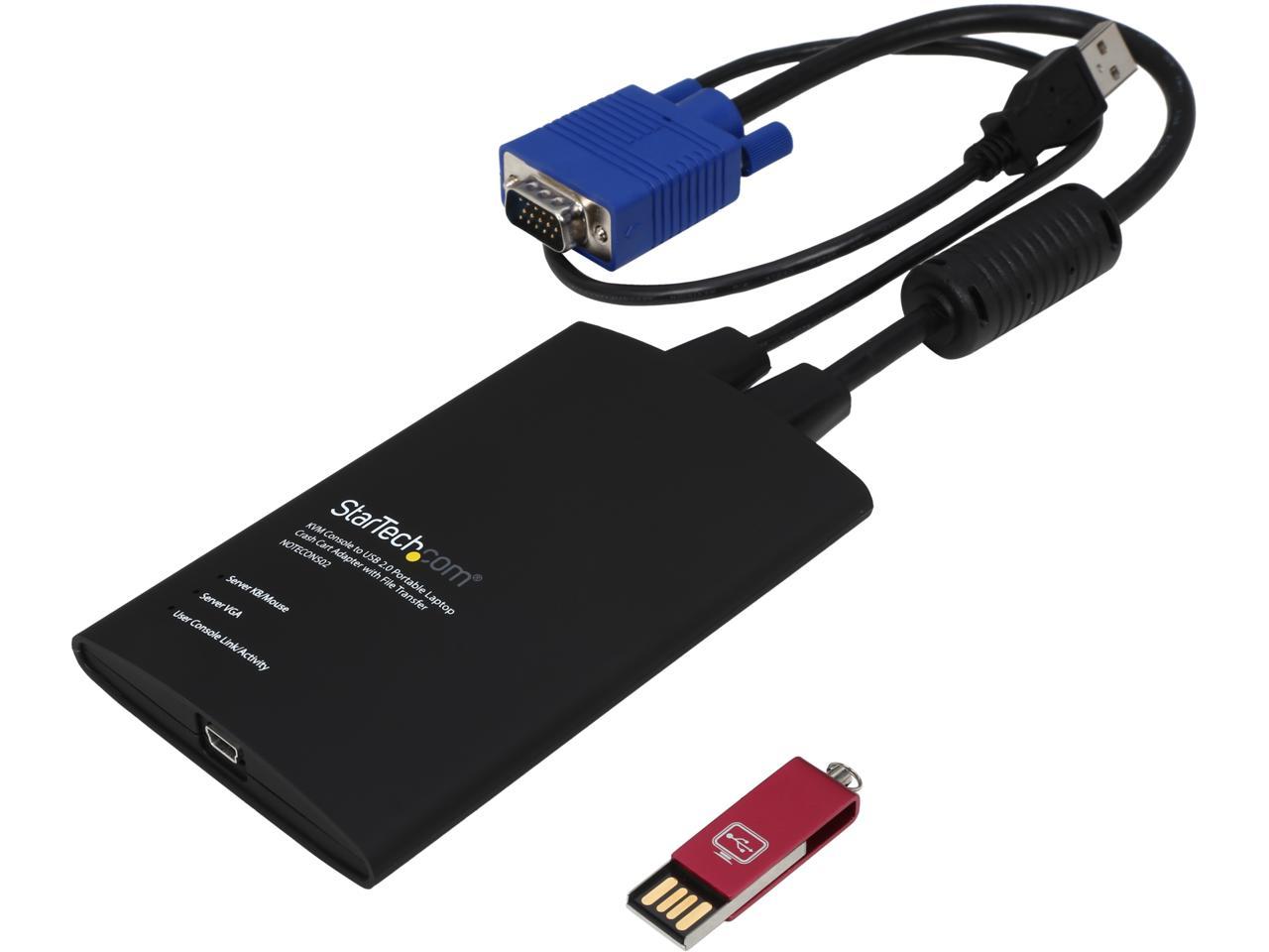 StarTech.com NOTECONS02 KVM Console to Laptop USB 2.0 Portable Crash Cart Adapter with File Transfer & Video Capture - Portable KVM Console
