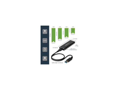 StarTech.com SM2NGFFMBU33 M.2 SSD Enclosure for M.2 SATA SSDs - USB 3.0 (5Gbps) with UASP - External M.2 SSD Enclosure - Aluminum