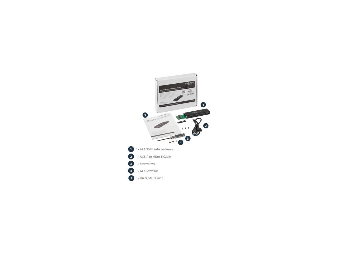 StarTech.com SM2NGFFMBU33 M.2 SSD Enclosure for M.2 SATA SSDs - USB 3.0 (5Gbps) with UASP - External M.2 SSD Enclosure - Aluminum