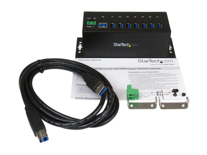 StarTech.com ST7300USBME 7 Port Industrial USB 3.0 Hub - with ESD Protection - Mountable - USB 3 Hub - USB Extender - Powered USB 3.0 Hub - USB Splitter