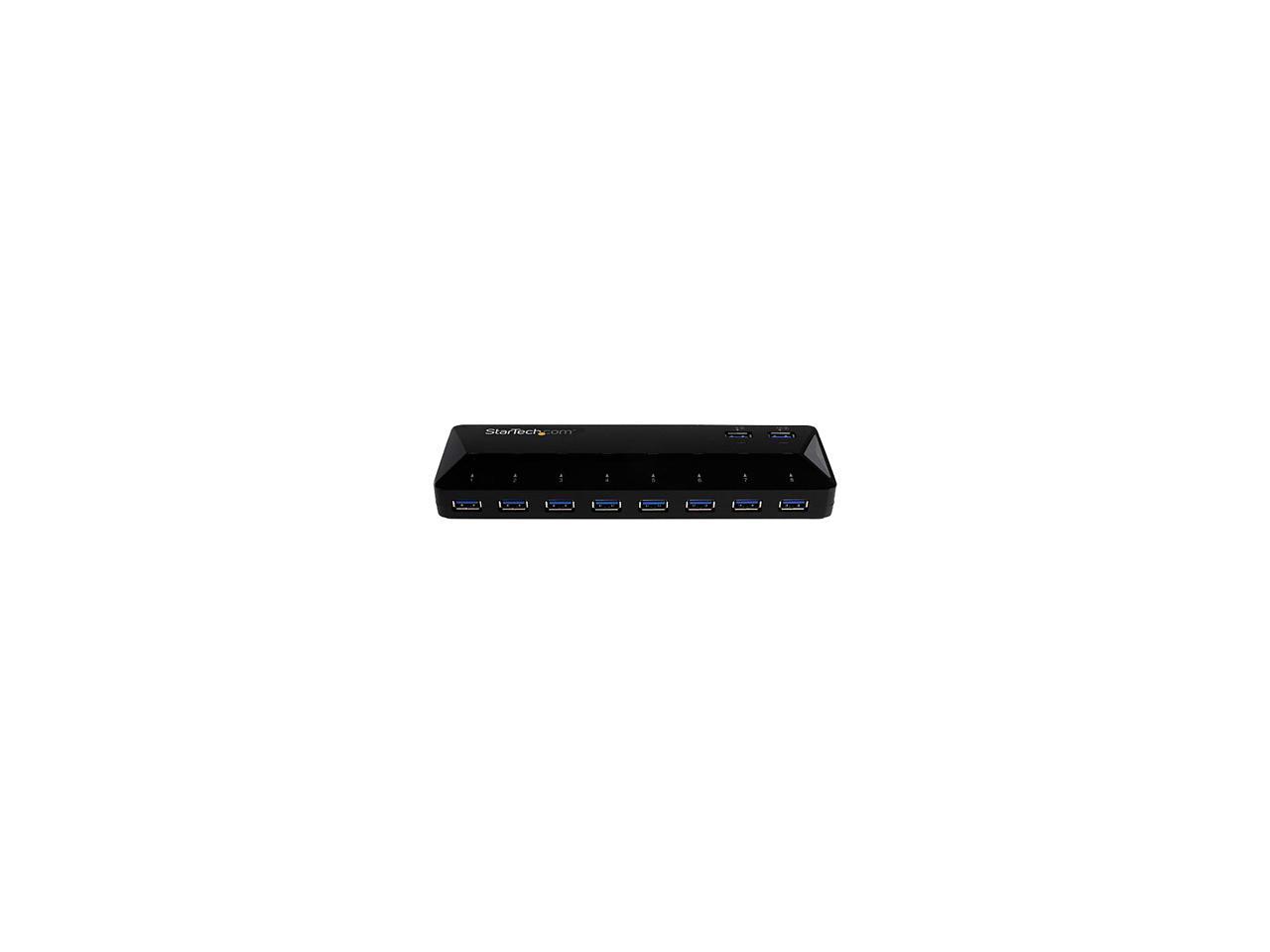 StarTech.com ST103008U2C 10-Port USB 3.0 Hub with Charge and Sync Ports - 2x 1.5A Ports - USB Hub and Fast-Charging Station with 48W Power Adapter