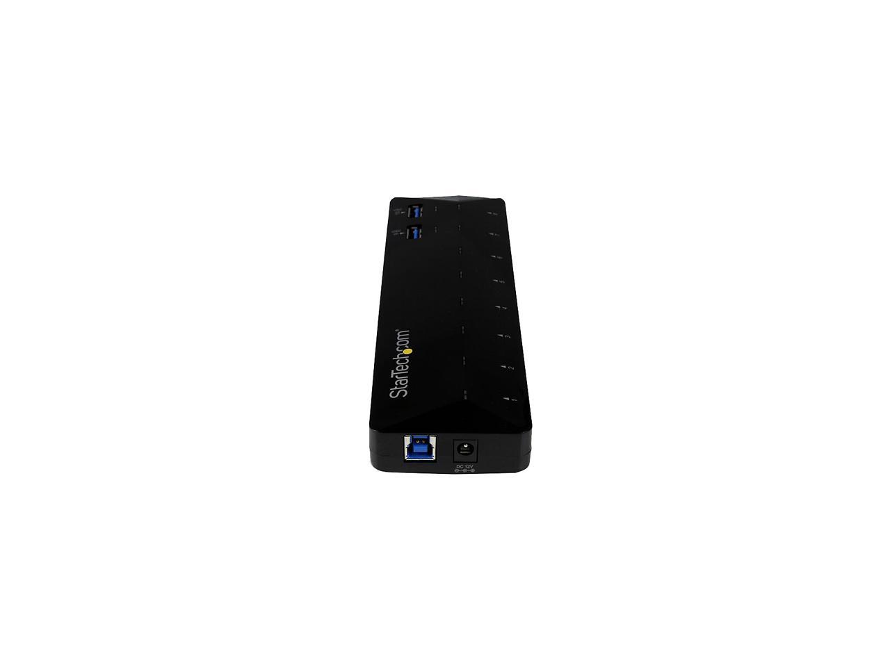 StarTech.com ST103008U2C 10-Port USB 3.0 Hub with Charge and Sync Ports - 2x 1.5A Ports - USB Hub and Fast-Charging Station with 48W Power Adapter