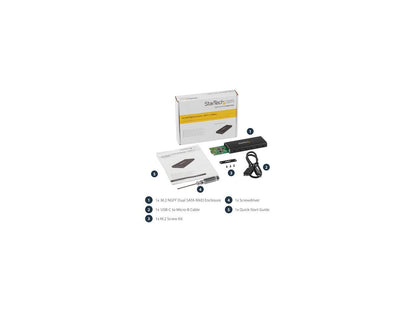 StarTech.com SM21BMU31C3 M.2 SSD Enclosure for M.2 SATA SSDs - USB 3.1 (10Gbps) with USB-C Cable - External Enclosure for USB-C Host - Aluminum