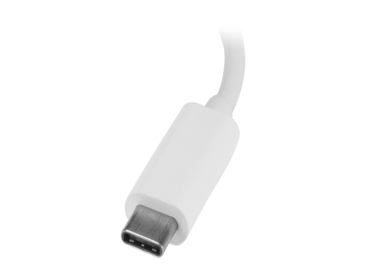 StarTech HB30C3A1GEA USB-C to Ethernet Adapter with 3 Port USB C Hub - Gigabit - White - Thunderbolt 3 Compatible - MacBook Pro 2016