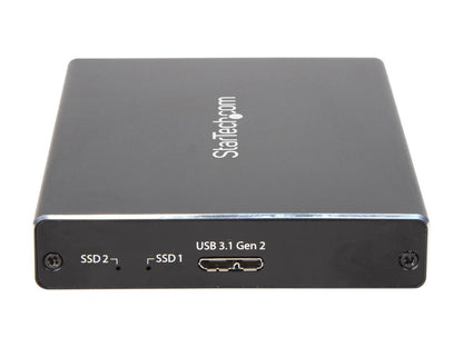 StarTech.com SM22BU31C3R USB 3.1 SSD Enclosure - 10 Gbps - Aluminum - External Hard Drive Enclosure - M.2 to SATA - Raid Drive Enclosure