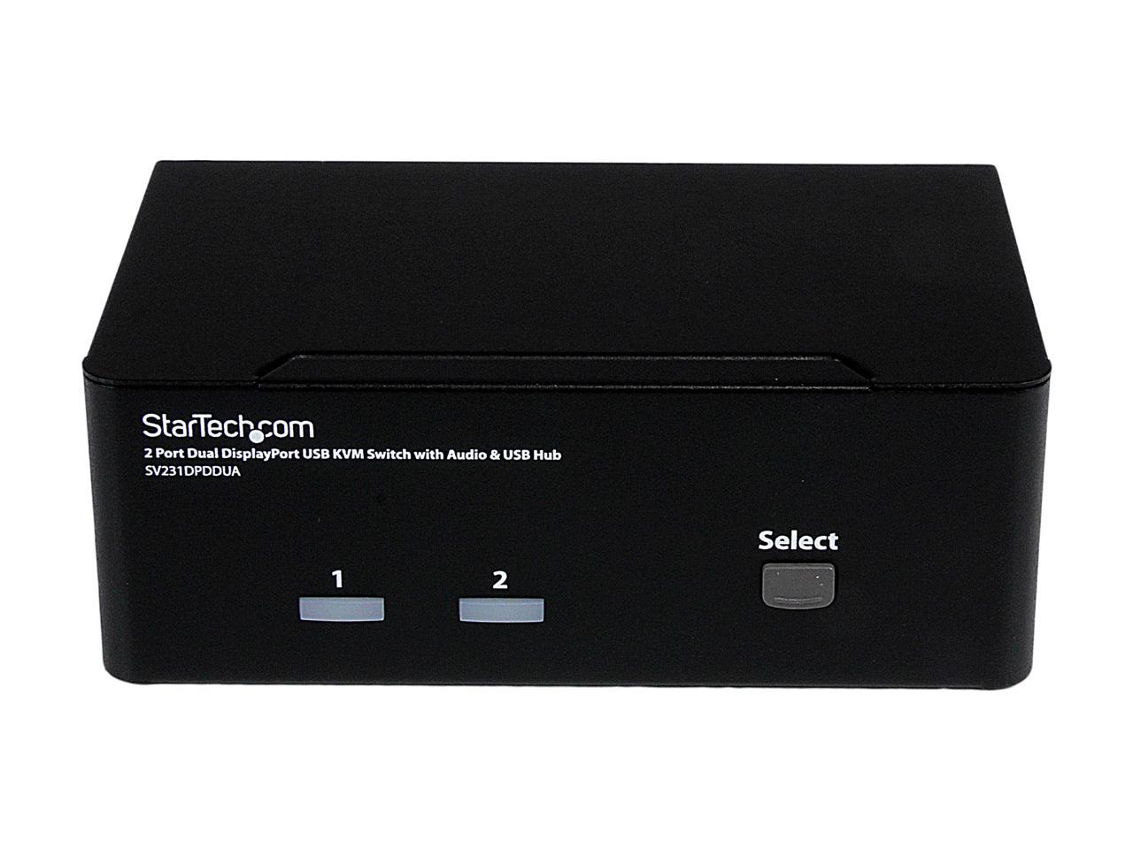 StarTech.com SV231DPDDUA2 DisplayPort KVM Switch - 2 Port - Dual-Display - 4k 60hz - USB Hub - Audio and Microphone