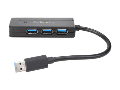 StarTech ST4300MINI 4 Port USB 3.0 Hub - Compact - Includes Power Adapter - Powered USB 3.0 Hub - USB Splitter - Multiple USB Port Extender