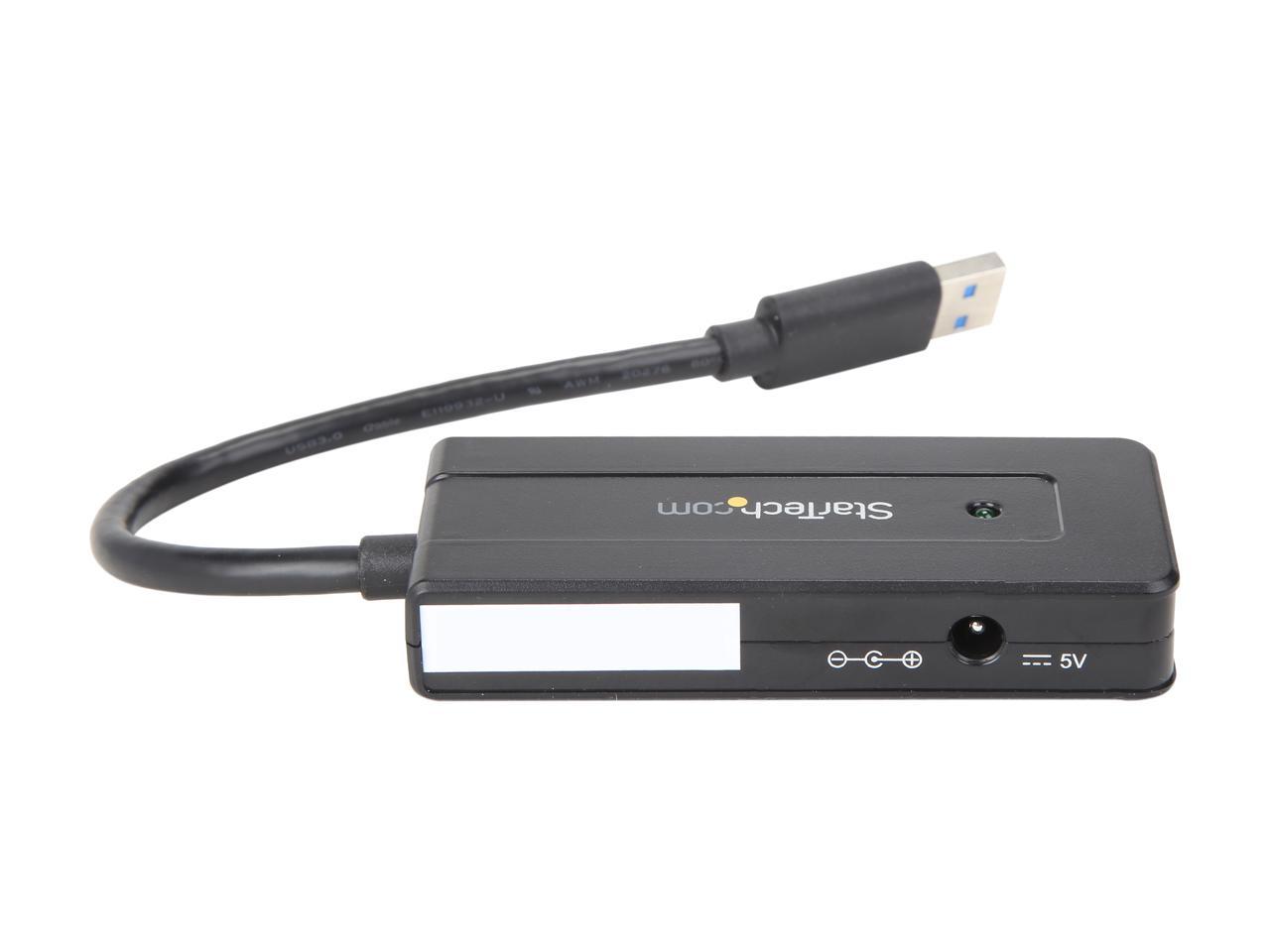 StarTech ST4300MINI 4 Port USB 3.0 Hub - Compact - Includes Power Adapter - Powered USB 3.0 Hub - USB Splitter - Multiple USB Port Extender