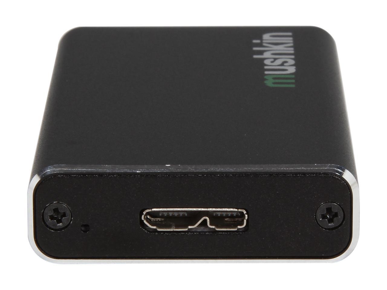 Mushkin FLUX AT-ENCKIT Aircraft Grade Aluminum 1.8" Black mSATA III USB 3.0 External Enclosure
