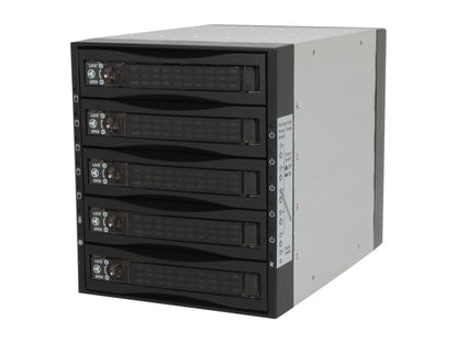 Athena Power BP-SAC3051B 3.5" HDD Hot-Swap Backplane Module Converts 3 X 5.25" to 5 X 3.5" SATA/SAS 6Gb/s HDD (Vertical) - Aluminum Cage & Tray w/ Reset & HDD PWR Buttons, 80mm Fan & LED Indicators