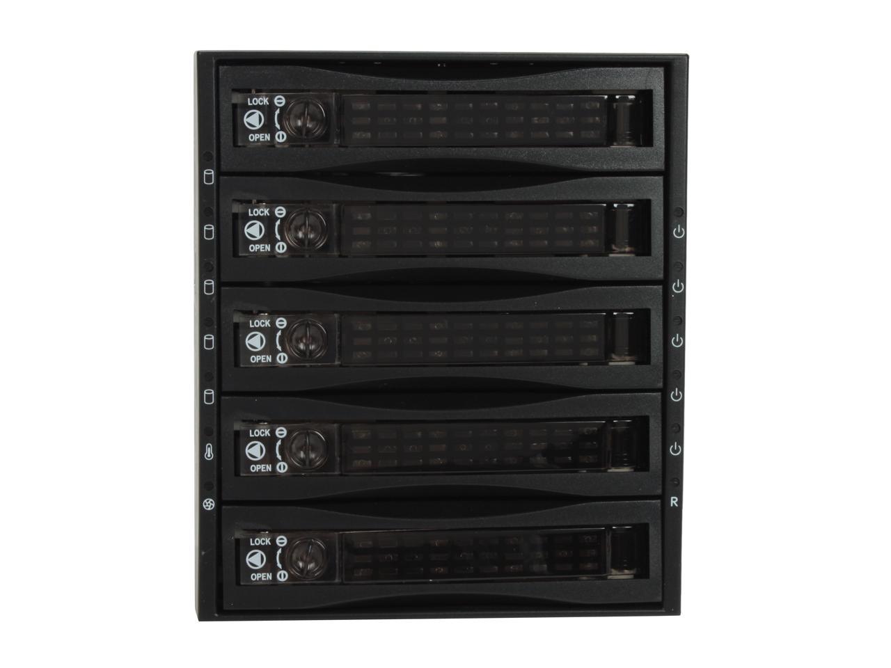 Athena Power BP-SAC3051B 3.5" HDD Hot-Swap Backplane Module Converts 3 X 5.25" to 5 X 3.5" SATA/SAS 6Gb/s HDD (Vertical) - Aluminum Cage & Tray w/ Reset & HDD PWR Buttons, 80mm Fan & LED Indicators