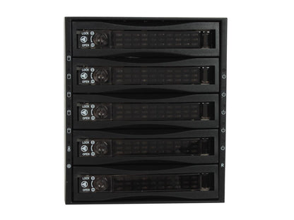 Athena Power BP-SAC3051B 3.5" HDD Hot-Swap Backplane Module Converts 3 X 5.25" to 5 X 3.5" SATA/SAS 6Gb/s HDD (Vertical) - Aluminum Cage & Tray w/ Reset & HDD PWR Buttons, 80mm Fan & LED Indicators
