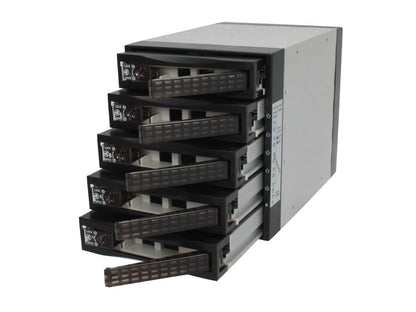 Athena Power BP-SAC3051B 3.5" HDD Hot-Swap Backplane Module Converts 3 X 5.25" to 5 X 3.5" SATA/SAS 6Gb/s HDD (Vertical) - Aluminum Cage & Tray w/ Reset & HDD PWR Buttons, 80mm Fan & LED Indicators