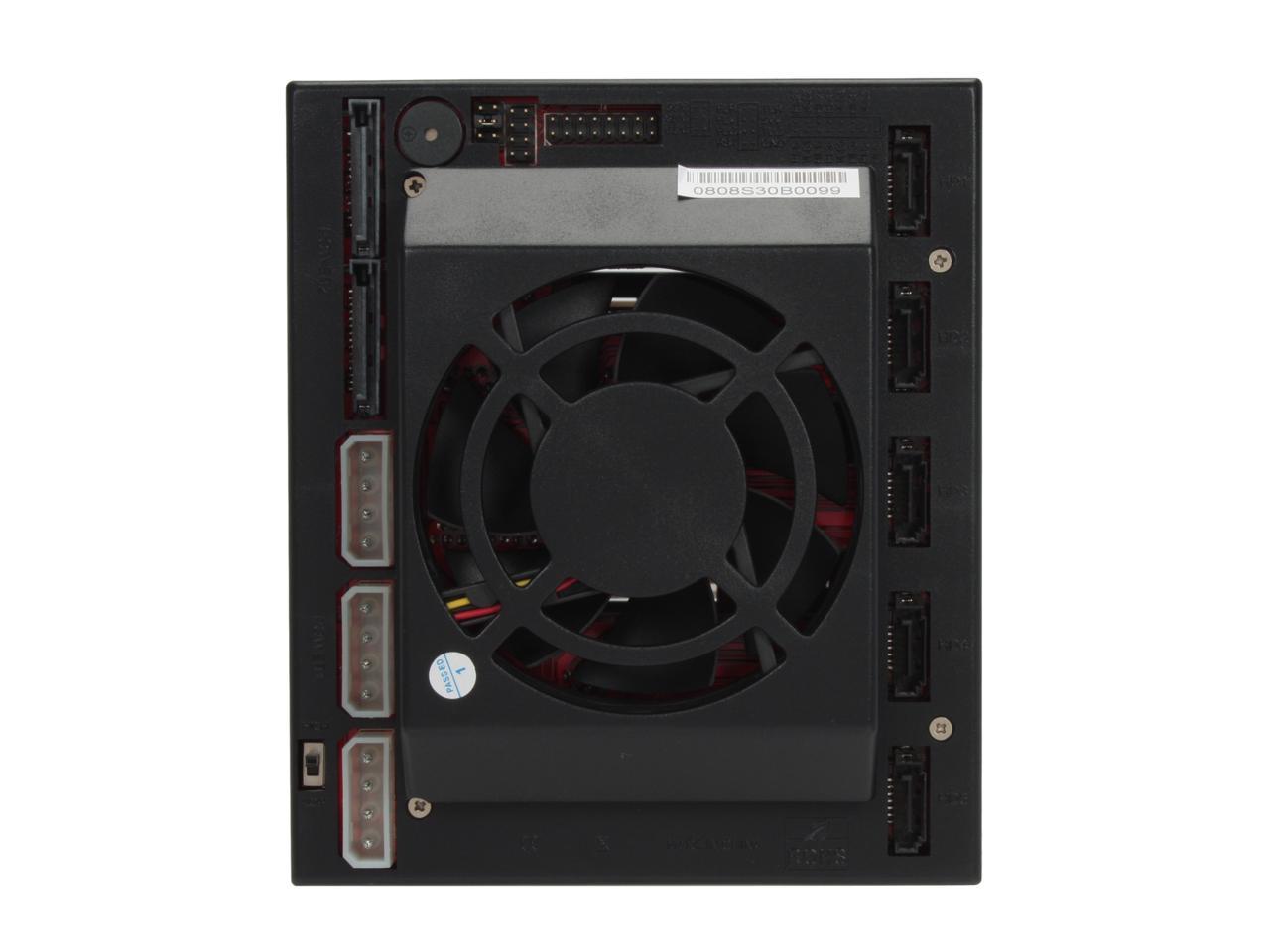 Athena Power BP-SAC3051B 3.5" HDD Hot-Swap Backplane Module Converts 3 X 5.25" to 5 X 3.5" SATA/SAS 6Gb/s HDD (Vertical) - Aluminum Cage & Tray w/ Reset & HDD PWR Buttons, 80mm Fan & LED Indicators