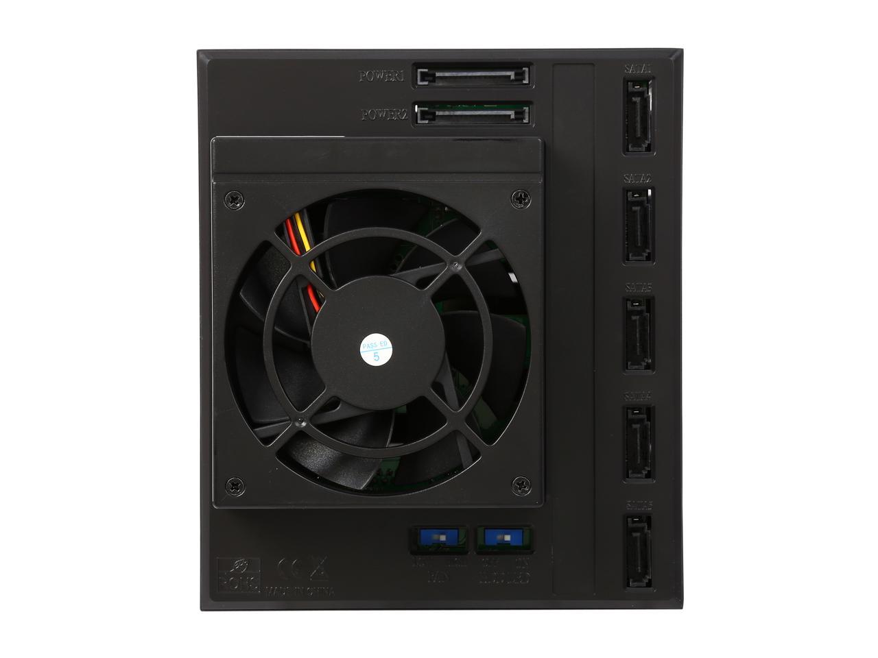 Athena Power BP-TLA3051SAC 3.5" HDD Trayless Hot-Swap Backplane Module Converts 3 X 5.25" to 5 X 3.5" SAS/SATA 6Gb/s HDD (Vertical) - Aluminum Cage & Tray w/ Security Keylock, 80mm Fan & LED Indicator - OEM