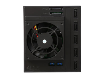 Athena Power BP-TLA3051SAC 3.5" HDD Trayless Hot-Swap Backplane Module Converts 3 X 5.25" to 5 X 3.5" SAS/SATA 6Gb/s HDD (Vertical) - Aluminum Cage & Tray w/ Security Keylock, 80mm Fan & LED Indicator - OEM