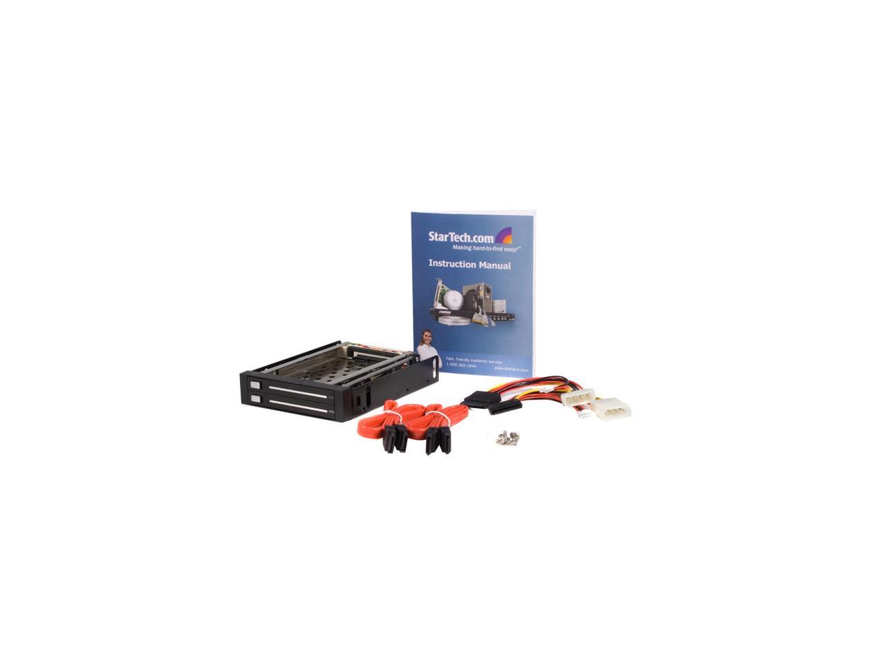 StarTech.com HSB220SAT25B 2 Drive 2.5in Trayless Hot Swap SATA Mobile Rack Backplane - Dual Drive SATA Mobile Rack Enclosure for 3.5 HDD